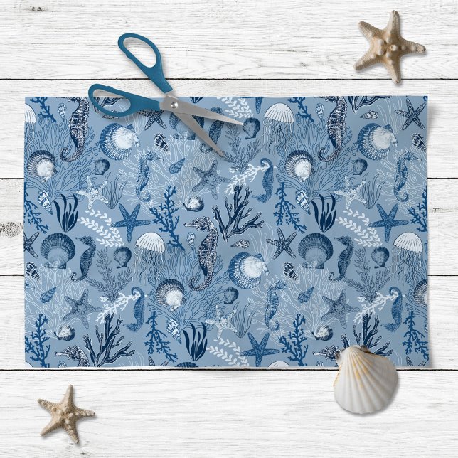 Coastal Beach Blue Ocean Decoupage Tissue Paper (Creator Uploaded)