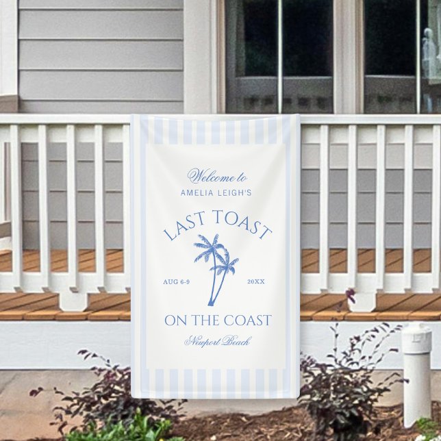 Coastal Beach Blue Palm Trees Bachelorette Banner (Creator Uploaded)