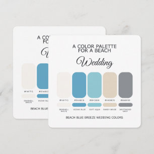 Coastal Beach Blue Wedding Colour Palette Card