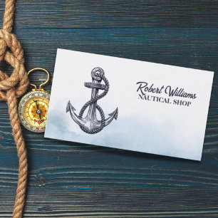 Coastal Beach Blue Yacht Boat Ship Anchor Nautical Business Card