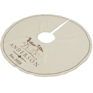 Coastal Beach Brown Sandpiper Birds   Personalised Brushed Polyester Tree Skirt