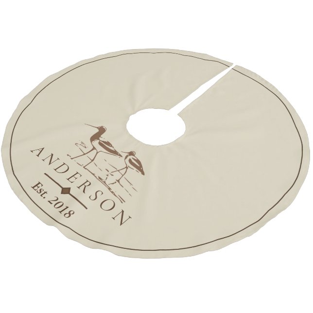 Coastal Beach Brown Sandpiper Birds | Personalised Brushed Polyester Tree Skirt (Angled)