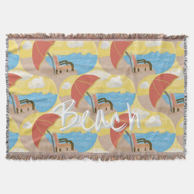 Coastal Beach Chair Custom Throw Blanket (Front)