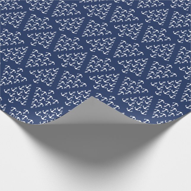 Coastal Beach Christmas Nautical Anchor Tree Wrapping Paper (Corner)