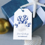 Coastal Beach Christmas Navy Blue Glitter<br><div class="desc">These personalised coastal Christmas gift tags feature a white sand dollar and 2 white starfish on navy blue glitter coral,  and the beachy holiday message “seas & greetings.” *If you would like this design on more products or need design help,  please contact me through Zazzle Chat.</div>