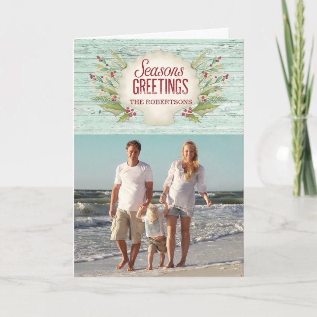 Coastal Beach Christmas Photo Card (Front)