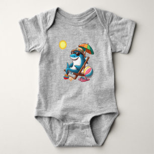Coastal/Beach cute cartoon shark Baby Bodysuit