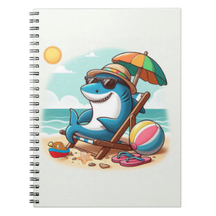 Coastal/Beach cute cartoon shark Notebook