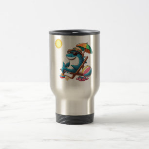 Coastal/Beach cute cartoon shark Travel Mug