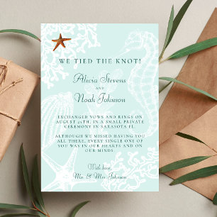 Coastal beach destination wedding announcement