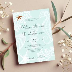 Coastal beach destination wedding invitation