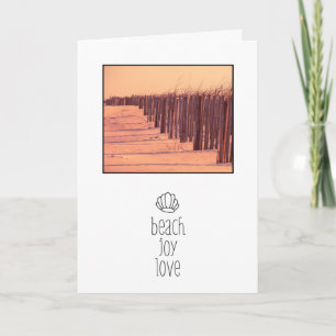 Coastal Beach Dunes Fence Joy Love Holiday Card