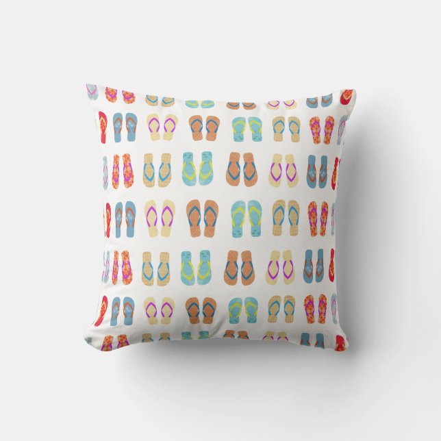 Coastal Beach Flip Flops Pattern Cushion (Front)