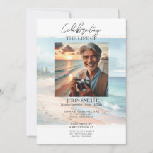 Coastal Beach Funeral Memorial Service Invitation