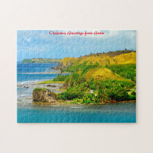 Coastal Beach Guam.Christmas Greetings Jigsaw Puzzle