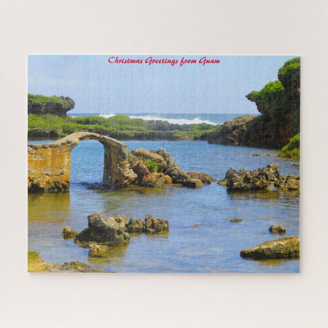Coastal Beach Guam.Christmas Greetings Jigsaw Puzzle (Horizontal)