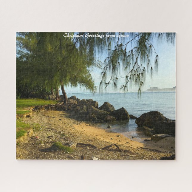 Coastal Beach Guam. Christmas Greetings Jigsaw Puzzle (Horizontal)