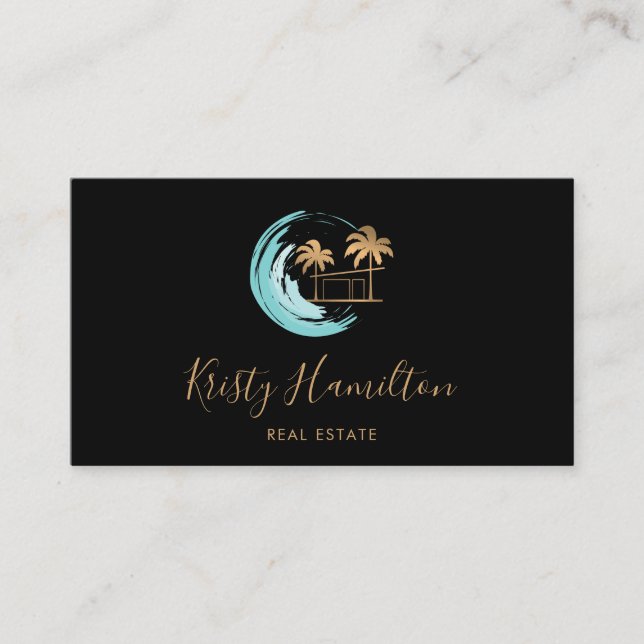 coastal beach house B'N'B real estate realtor Business Card (Front)
