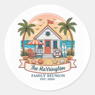 Coastal Beach House Family Reunion Classic Round Sticker