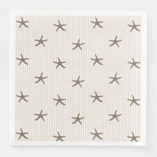Coastal Beach House Starfish Stripe Sandy Beige Napkin
