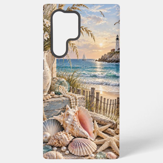 Coastal Beach & Lighthouse Phone Case (Back)