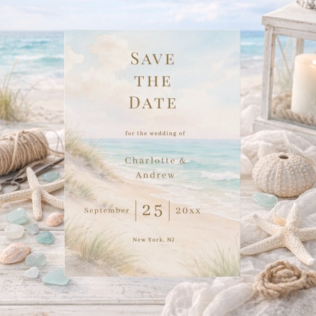 Coastal beach modern wedding save the date (Creator Uploaded)