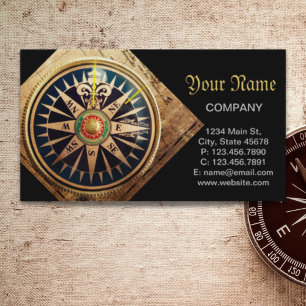 coastal beach nautical antique compass business card