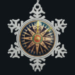 coastal beach nautical antique compass snowflake pewter christmas ornament<br><div class="desc">coastal beach nautical antique compass fashion accessories. Vintage compass home decorations.</div>