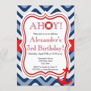 Coastal beach nautical sea happy birthday invitation