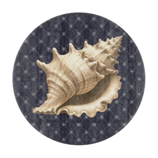 Coastal/beach/nautical seashell  cutting board (Front)