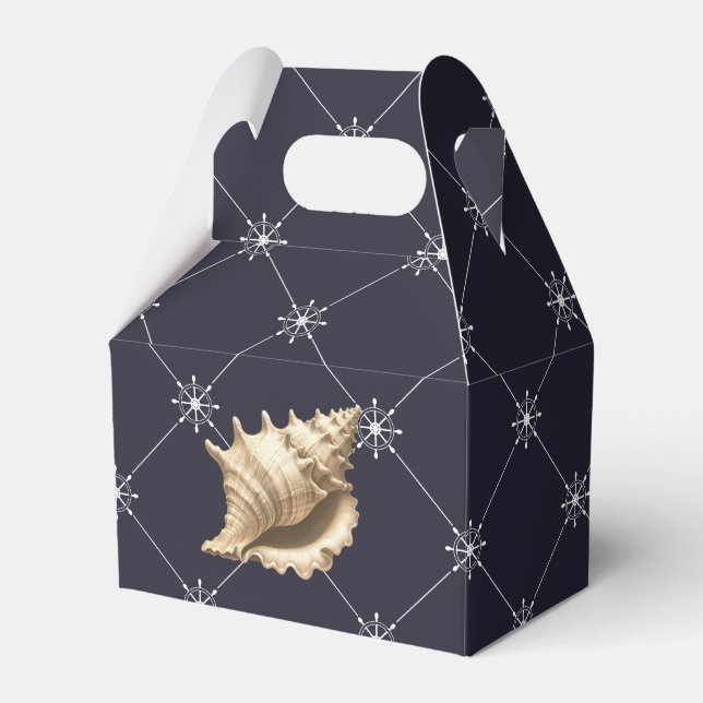 Coastal/beach/nautical seashell  favour box (Front Side)