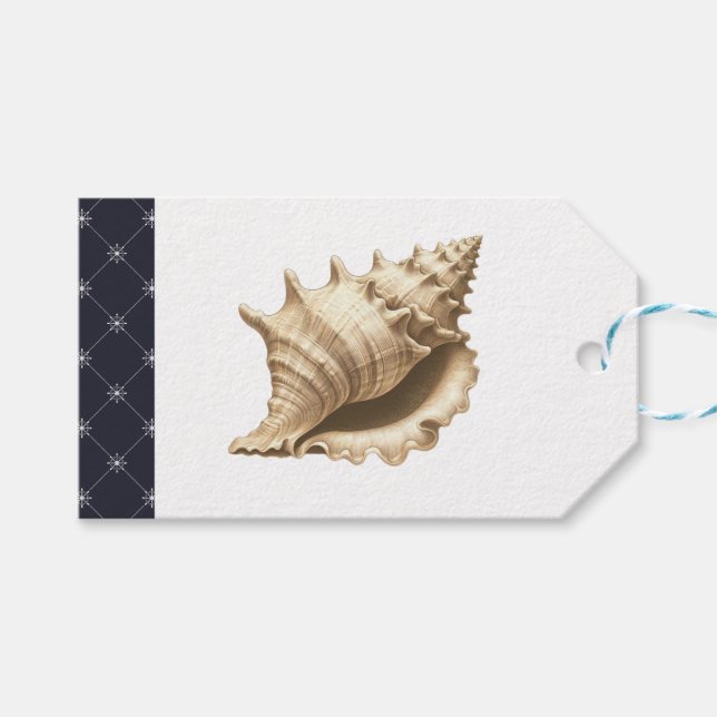 Coastal/beach/nautical seashell  gift tags (Front (Horizontal))
