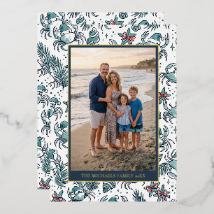 Coastal Beach Pattern Family Photo Christmas