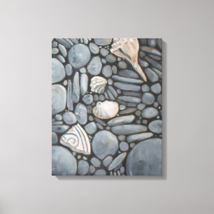 Coastal Beach Pebbles and Shells Painting Print