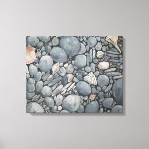 Coastal Beach Pebbles and Shells Painting Print