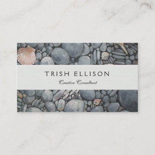Coastal Beach Pebbles and Shells Painting Print Business Card