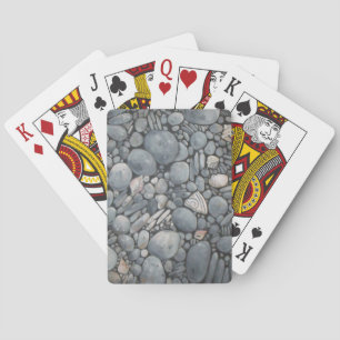 Coastal Beach Pebbles and Shells Painting Print Playing Cards