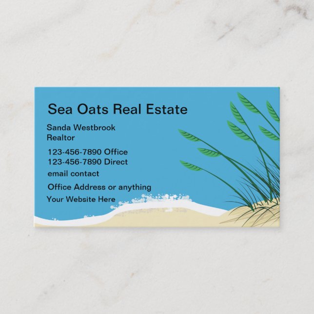Coastal Beach Real Estate Agent Business Card (Front)