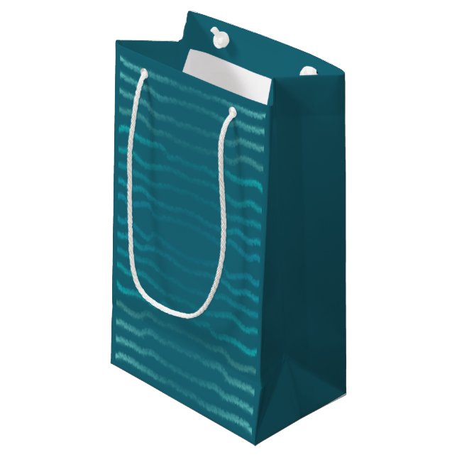 Coastal Beach Salty Turquoise Wave Abstract Design Small Gift Bag (Front Angled)