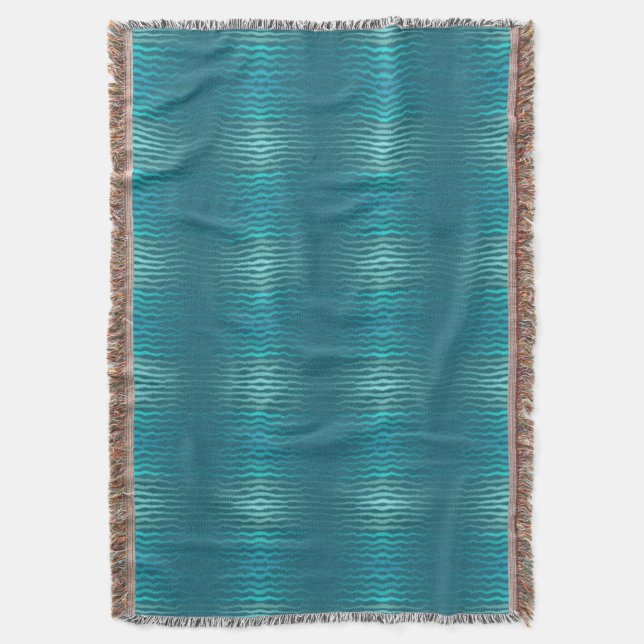 Coastal Beach Salty Turquoise Wave Abstract Design Throw Blanket (Front Vertical)