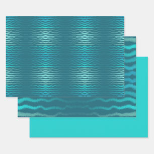 Coastal Beach Salty Turquoise Wave Abstract Design Wrapping Paper Sheet