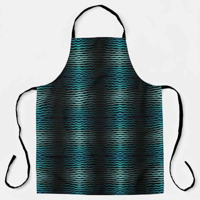 Coastal Beach Salty Turquoise Waves Abstract Art Apron (Front)