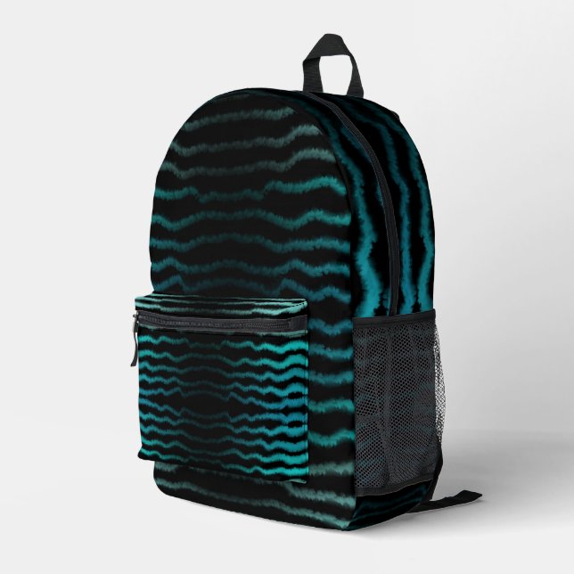 Coastal Beach Salty Turquoise Waves Abstract Art Printed Backpack (Back Corner Right)