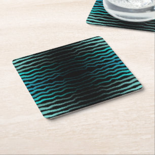Coastal Beach Salty Turquoise Waves Abstract Art Square Paper Coaster