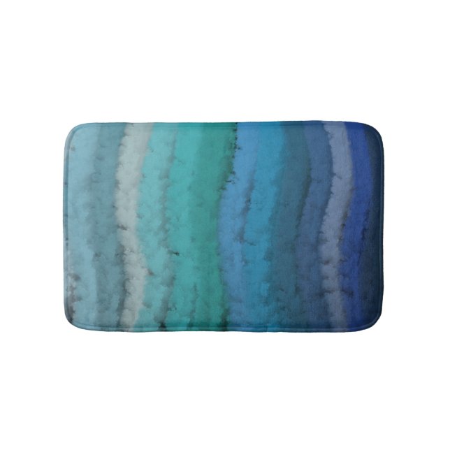 Coastal Beach Salty Waves On Black  Bath Mat (Front)