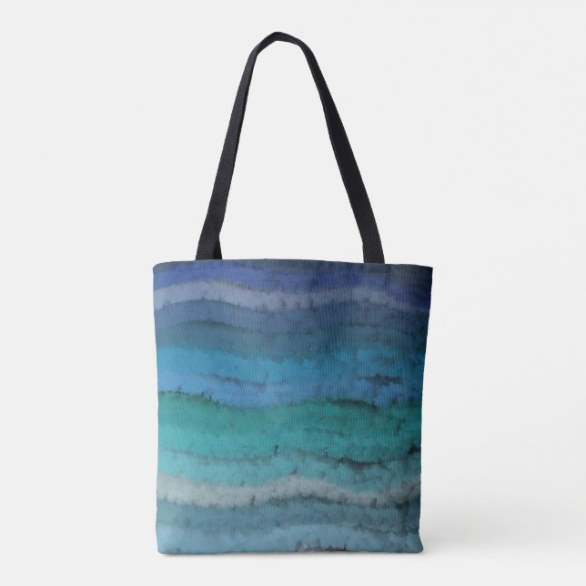 Coastal Beach Salty Waves On Black Tote Bag (Back)