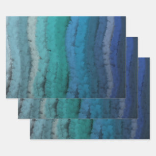 Coastal Beach Salty Waves On Black  Wrapping Paper Sheet