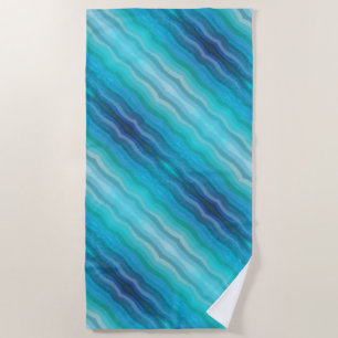 Coastal Beach Salty Waves On Turquoise  Beach Towel