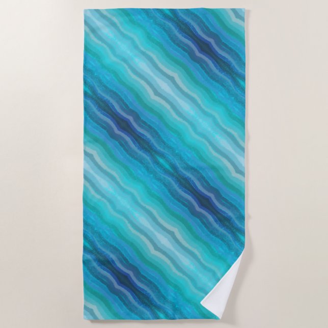 Coastal Beach Salty Waves On Turquoise  Beach Towel (Front)