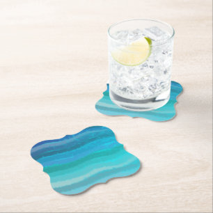 Coastal Beach Salty Waves On Turquoise  Paper Coaster